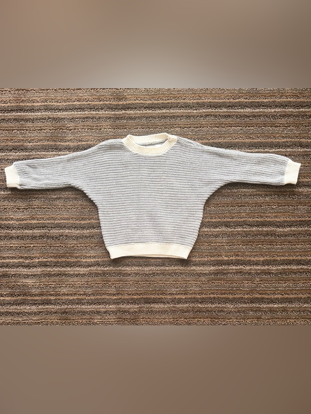 Rise Little Earthling Neutral Baby Light Gray Knit Sweater Top